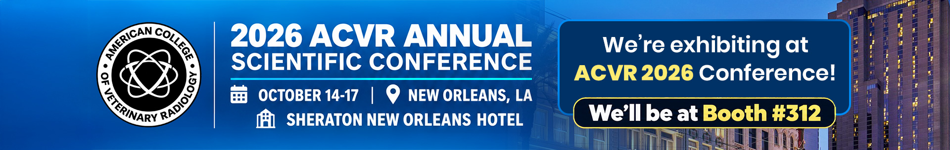 RadsForVets is exhibiting at the 2026 ACVR Annual Scientific Conference, October 14–17 at Sheraton New Orleans Hotel, Booth #312